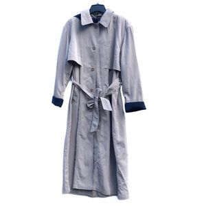 Misty Harbor True VTG Retro Grey Hooded Stylish Maxi Long Trench Coat EUC 14P